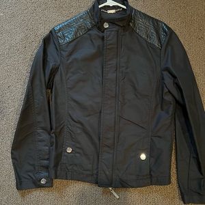 Versace jacket with leather detailed on the shoulder